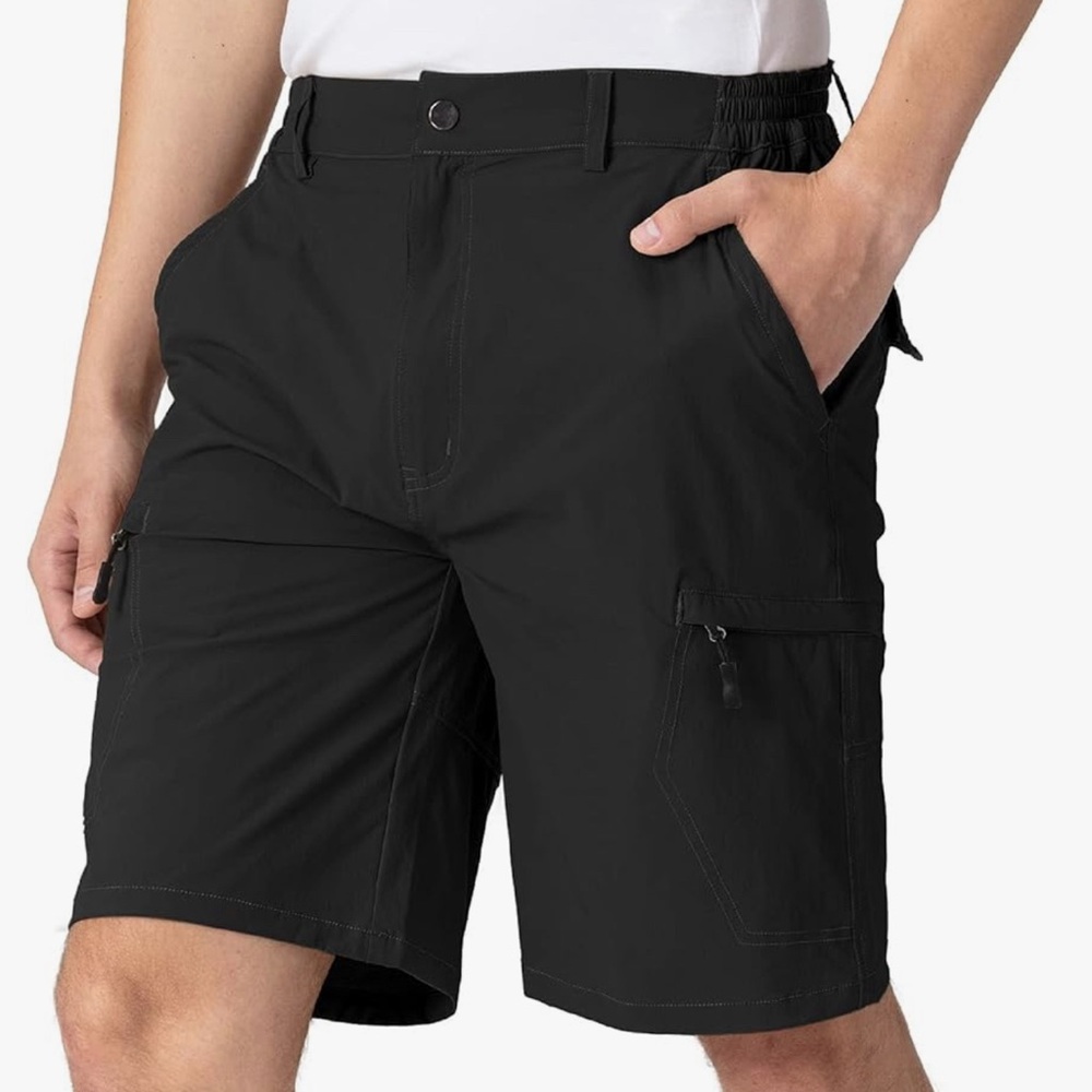 Stretch Cargo Shorts Mens 30 Black Lightweight Hiking Outdoor 6 Pocket Quick Dry
